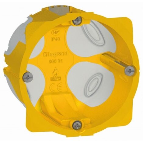 Legrand – Boîte d'encastrement mural monoposte 40 mm – Plastique recyclé – Étanchéité à l'air – Compatible plaque de plâtre et mur creux