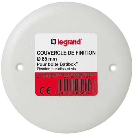 Legrand – Couvercle rond Ø85mm pour boîte à encastrer Batibox maçonnerie – Fixation par clips et vis – Installation rapide et sécurisée