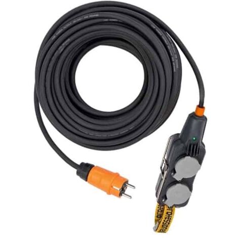 Brennenstuhl – Rallonge 15m IP54 avec bloc de 4 prises orientées 45° – Câble 2.5mm² – Pour chantiers et échafaudages – 9162151160
