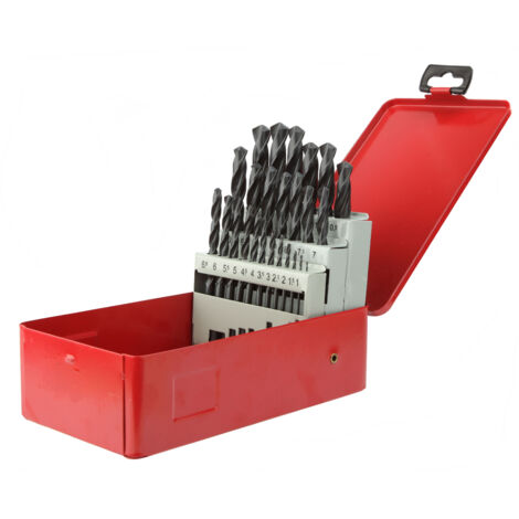 Coffret 25 forets métaux - DIAGER - HSS standard angle 118° Diam.1 à 13 mm par 0,5 mm (1/2)