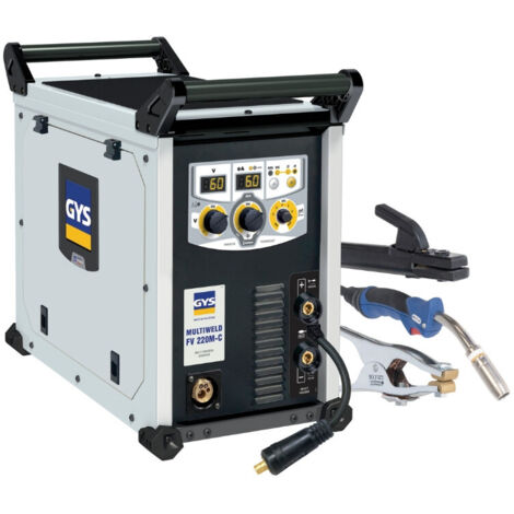 GYS – Poste à souder MMA 220A – MIG/MAG, fil fourré, électrodes jusqu'à 5mm – Tension 85-265V – Dévidoir 4 galets – 65499