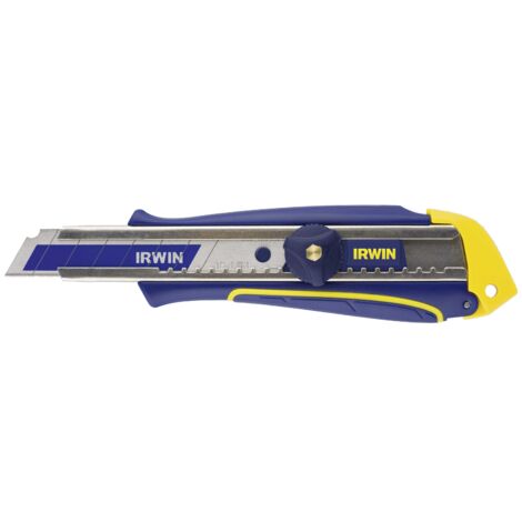 Irwin – Couteau cutter professionnel 18mm – Lame rétractable pour coupe précise – Corps en ABS pour longévité – Tête fine pour visibilité maximale (1/6)