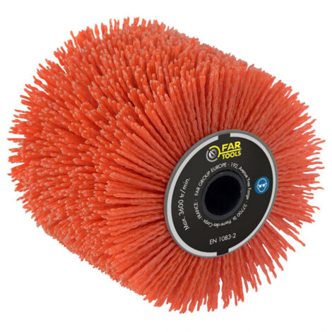 Fartools – Brosse nylon abrasif Ø120mm – Grain 80 – Largeur 100mm – Pour rénovateur bois, métal et pierre – Nettoyage abrasif efficace