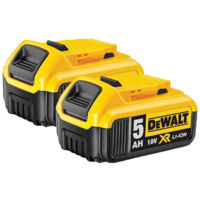 Pack de 2 batteries 5,0 Ah 18V – Technologie Li-Ion – Compatible avec outils DEWALT XR – Protection contre surcharge et décharge profonde