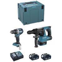 Makita – Pack de 2 outils électroportatifs DDF484 – Perceuse-visseuse 18V Li-Ion avec moteur Brushless – Perfo-burineur DHR243 24mm – SKU DLX2191TJ