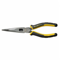 Stanley – Pince à becs demi-ronds longs coudés 200mm – Acier trempé – Pour espaces restreints – Finition laquée anti-corrosion