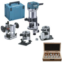 Makita – Affleureuse-défonceuse 710W 34000 tr/min – Ø pince 6-8mm – Profondeur 0-35mm – Coffret D-53540 avec 6 fraises