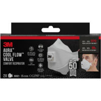 Lot de 2 masques anti-poussières pliable grand confort avec valve Pour Isolation FFP3