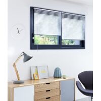Madecostore – Store vénitien aluminium blanc 75x175cm 25mm – Mécanisme autobloquant – Opacité tamisante – Idéal pour intérieur moderne