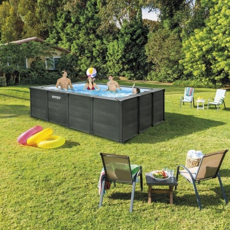 Piscine tubulaire rectangulaire Intex Graphite 4 x 3 x 1,24 m