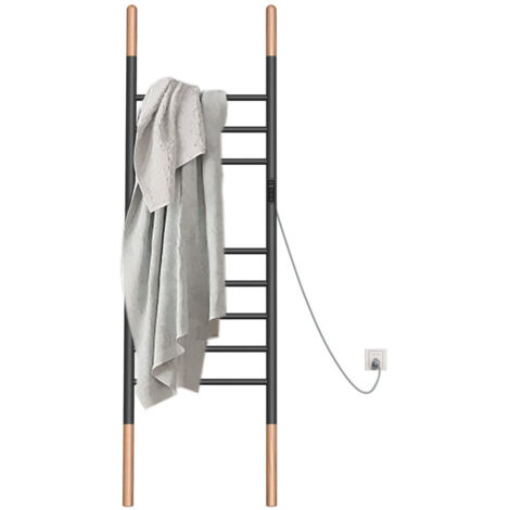Scaldasalviette Elettrico Scaletta Portasalviette, 150X45CM, 110W Intelligente Portasciugamani Elettrico con Timer Temperatura Regolabile, Piantana Portabiti Bagno, Acciaio Inossidabile