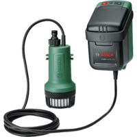 Pompe submersible sans fil Bosch GardenPump 18V-2000 (sans batterie, système 18 volts, débit max. 2000 l/h, jusqu'à 30 min d'autonomie)