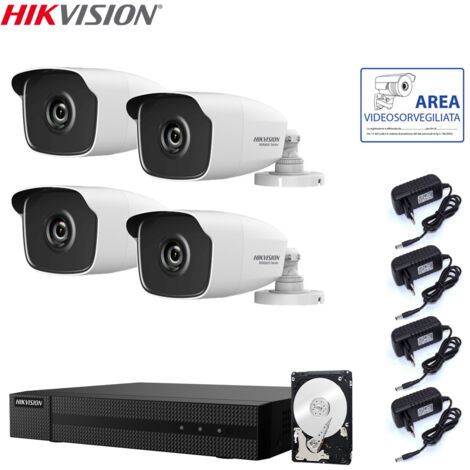 KIT VIDEOSORVEGLIANZA HIKVISION DVR 4 CANALI 4 TELECAMERE 4 MPX  HD 1 TB