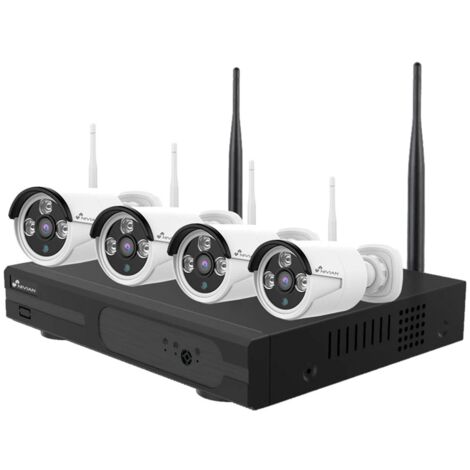 KIT VIDEOSORVEGLIANZA WIRELESS FULL HD IP 4 TELECAMERE 3 MPX WIFI NIVIAN
