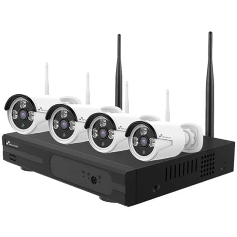 KIT VIDEOSORVEGLIANZA WIRELESS FULL HD IP 4 TELECAMERE 3 MPX WIFI NIVIAN