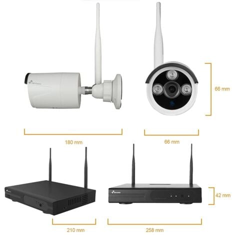KIT VIDEOSORVEGLIANZA WIRELESS FULL HD IP 4 TELECAMERE 3 MPX WIFI NIVIAN