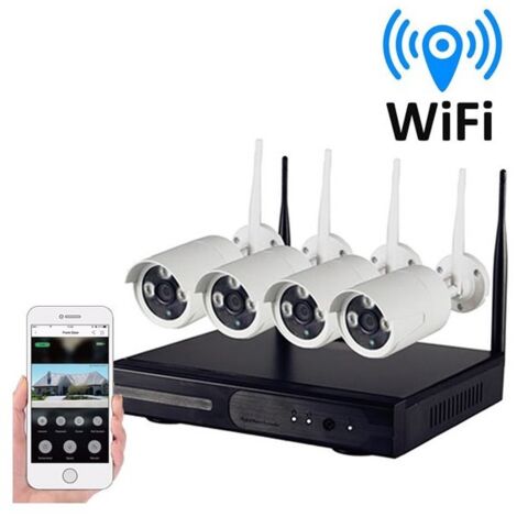 KIT VIDEOSORVEGLIANZA WIRELESS FULL HD IP 4 TELECAMERE 2 MPX WIFI DA REMOTO SENZA FILI