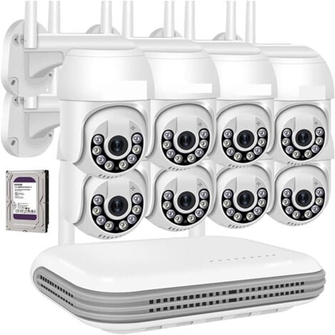 KIT VIDEOSORVEGLIANZA WIRELESS PTZ IP 4 TELECAMERE 5 MPX WIFI DA REMOTO 500 GB