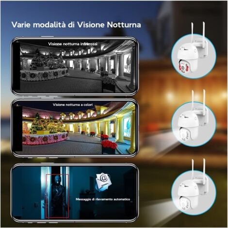 KIT VIDEOSORVEGLIANZA WIRELESS PTZ IP 4 TELECAMERE 5 MPX WIFI DA REMOTO 500 GB