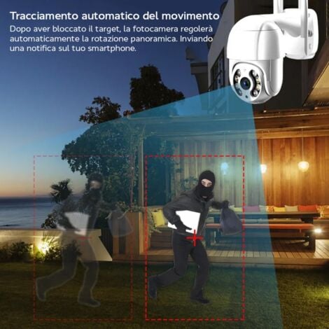 KIT VIDEOSORVEGLIANZA WIRELESS PTZ IP 4 TELECAMERE 5 MPX WIFI DA REMOTO 500 GB