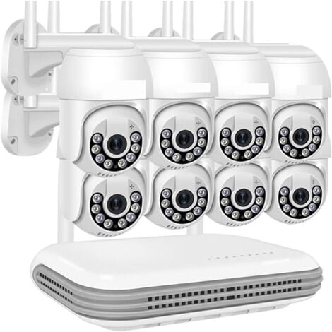 KIT VIDEOSORVEGLIANZA WIRELESS NVR 8 CANALI 8 TELECAMERE 5MPX  PTZ MOTORIZZATE WI-FI