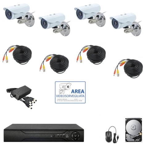 KIT VIDEOSORVEGLIANZA AHD IP CLOUD DVR 4 CANALI 4 TELECAMERE HD IR 5 MPX HD 320GB