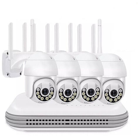 KIT VIDEOSORVEGLIANZA WIRELESS PTZ IP 4 TELECAMERE 5 MPX WIFI DA REMOTO WIFI