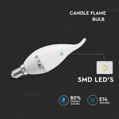 LAMPADINE LAMPADINA LED E14 FIAMMA 4W 30 W V-TAC LUCE FREDDA 10 PEZZI