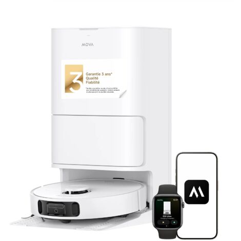MOVA E30 Ultra – Aspirateur robot laveur 7000 Pa Vormax™, lavage DuoScrub™, vidage automatique DualBoost 2.0, autonomie jusqu’à 75 j, blanche