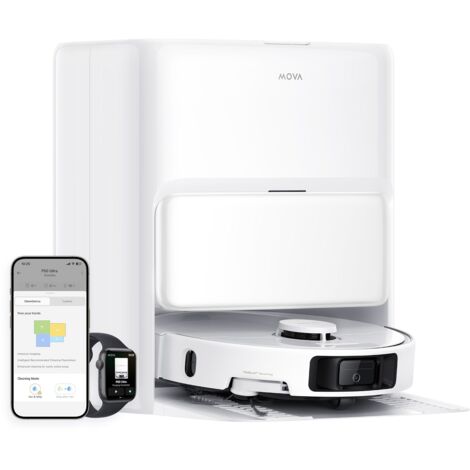 MOVA P50 Ultra – Aspirateur robot laveur 19000 Pa avec serpillère flexible, nettoyage coins et bords, idéal pour foyers avec animaux