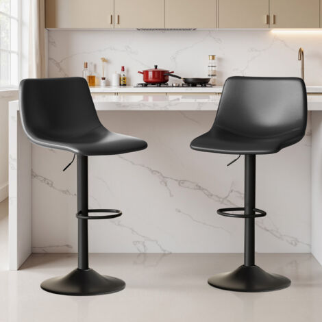 Lot de 2 tabourets de bar, Chaises de bar réglables en hauteur, Chaises de cuisine avec repose-pieds, Chaises pivotantes,Noir (1/5)