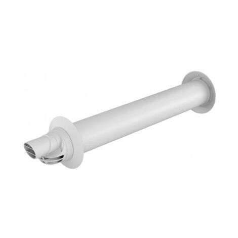 Horizontaler Terminal Rolux Kondensation Ø 60/100mm Länge 800mm exzentrisch weiß