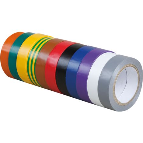 Pack mit 10 isolierenden Klebebändern in bunten Farben – 15 mm x 10 m