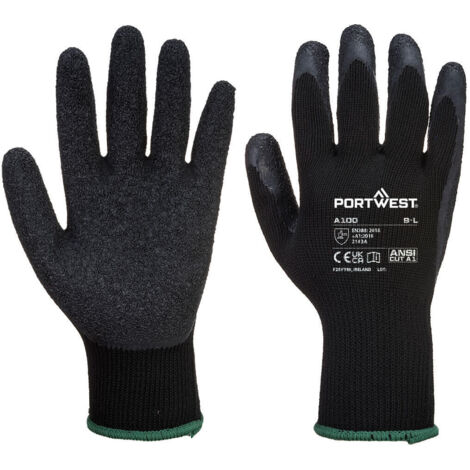 Latexbeschichtete schwarze Handschuhe M - Größe 8 (1/2)