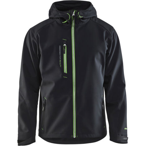 Arbeits-Softshell-Jacke mit Kapuze 4949 - Schwarz/Grün L