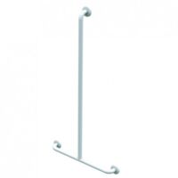 Edelstahl-Handlauf mit Epoxidbeschichtung, mit Duschhalter, weiß, 600x1200 mm, D32 mm