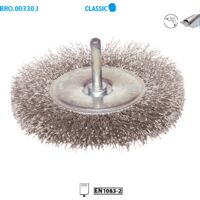 Rundbürste aus gewelltem Edelstahlfaden für Metall Classic ø 100 ø Schaft 6 Länge nützlich 30 Ep. 9 Draht 0,30