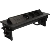Schwenkbarer Steckdosenblock 3 Steckdosen + 1 USB - 1 USB C-Anschluss - Schwarz Arlux Lighting