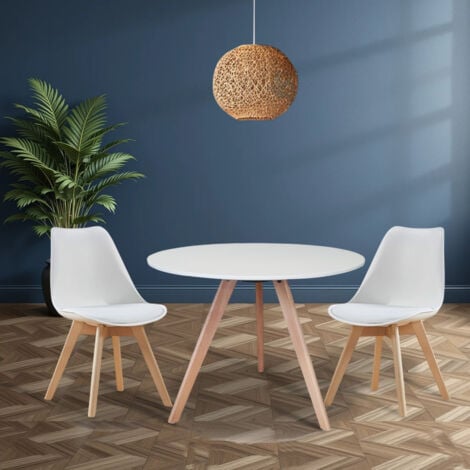 Table à manger ronde scandinave blanche 80cm - Oslo