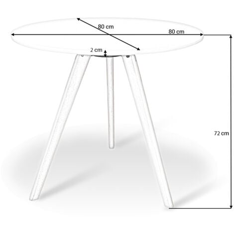 Table à manger ronde scandinave blanche 80cm - Oslo