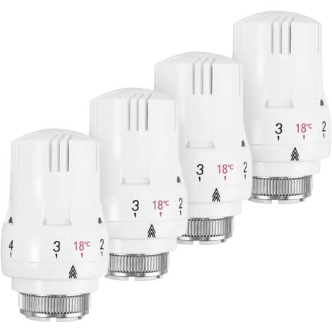 Lot de 4 Tête Thermostatique, Robinet Thermostatique Radiateur, Tete Thermostatique Radiateur, Valve de Radiateur Thermostatique M30 x 1,5