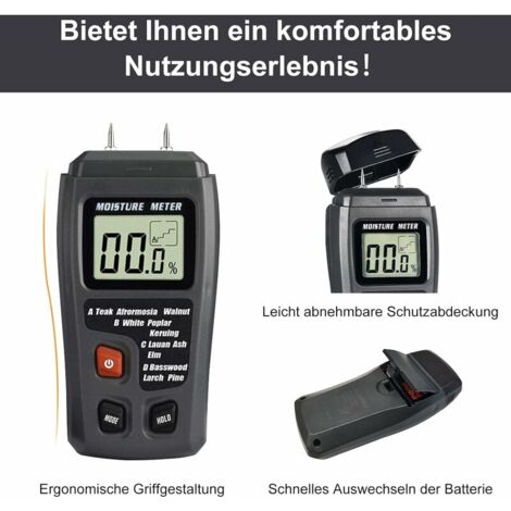 Humidimètre pour bois, humidimètre pour bois, humidimètre pour bois de chauffage, détecteur d'humidité pour bois, humidimètre pour bois de chauffage à aiguille (gris 1 pièce)