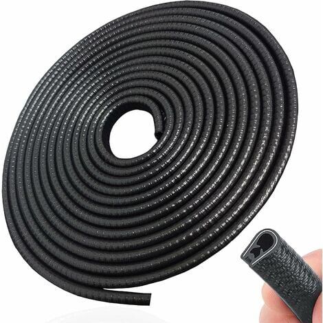 Jusch – Protection de porte de voiture 5M noir – Protecteur bord en caoutchouc U – Installation sans colle – Résistant aux intempéries
