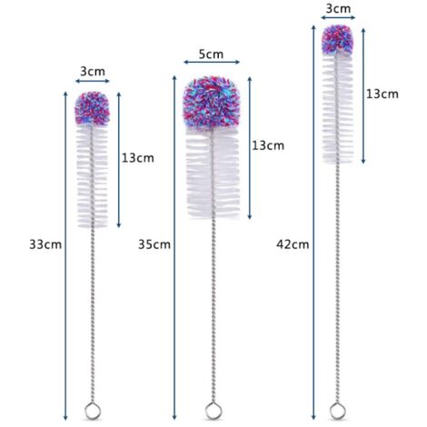 Sollbry Bottle Brush Set  3 Bottle Brushes  Cleaning Brushes  Bottle Brushes  Bottle Swabs  Straw Brush  Glass Brushes – Soft Cotton Tip  3 Sizes