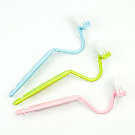 Sollbry Inch V-Type Plastic Curved Toilet Brush for Cleaning Toilet Corners (Blue, Green, Pink, 3 Pack)