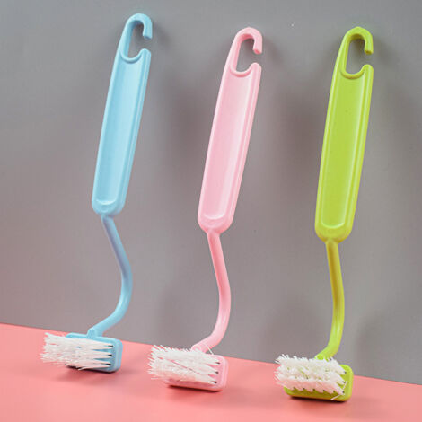 Sollbry Inch V-Type Plastic Curved Toilet Brush for Cleaning Toilet Corners (Blue, Green, Pink, 3 Pack)