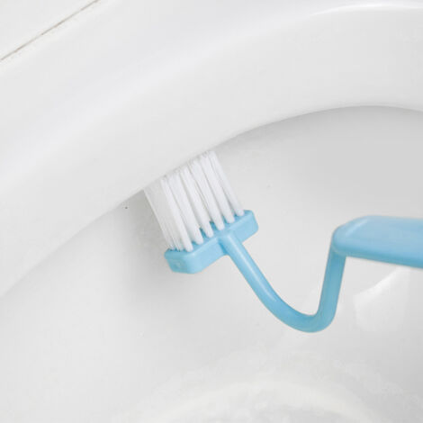Sollbry Inch V-Type Plastic Curved Toilet Brush for Cleaning Toilet Corners (Blue, Green, Pink, 3 Pack)