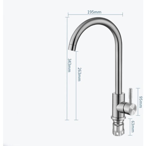 Sollbry x Stainless Steel Kitchen Sink Mixer Tap for Hot and Cold Water, (Silver, 355mm)