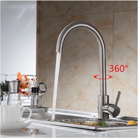 Sollbry x Stainless Steel Kitchen Sink Mixer Tap for Hot and Cold Water, (Silver, 355mm)