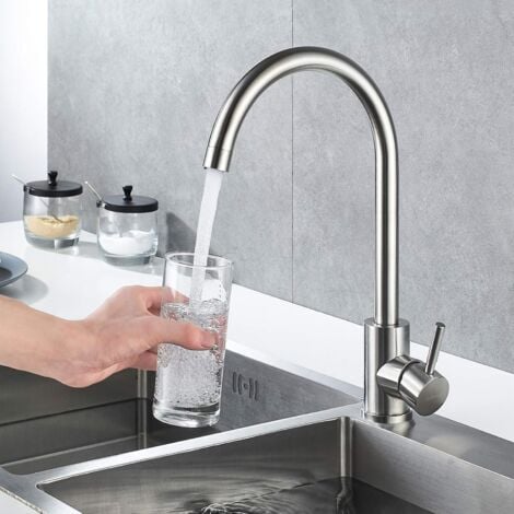 Sollbry x Stainless Steel Kitchen Sink Mixer Tap for Hot and Cold Water, (Silver, 355mm)